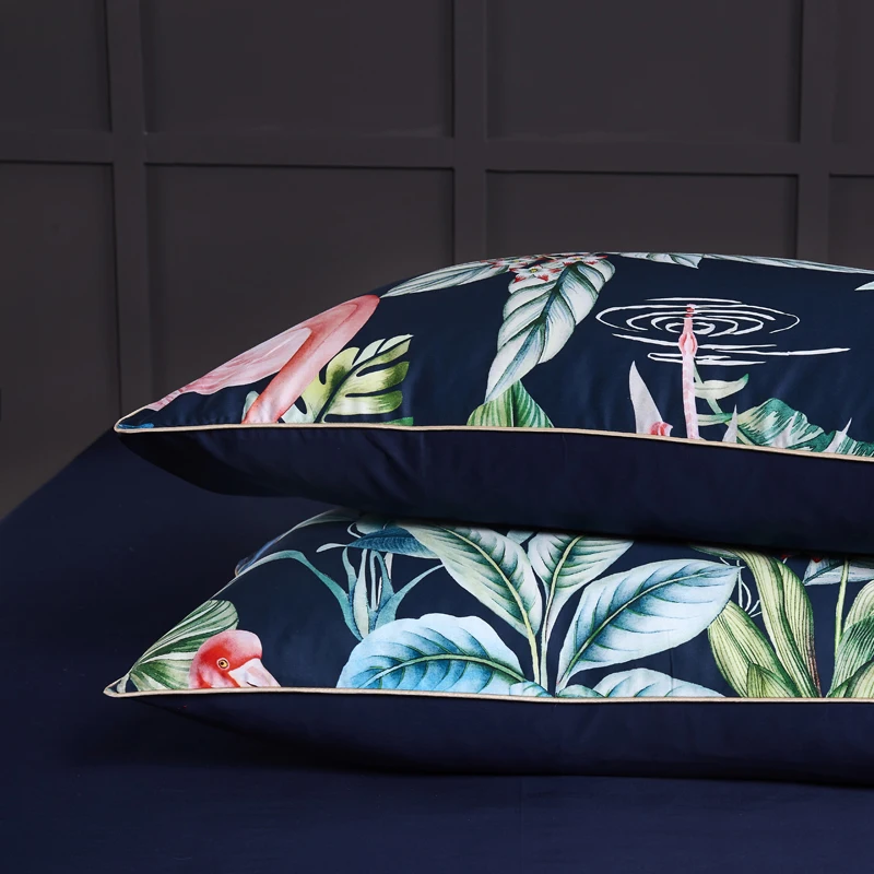 29Color 4/6Pcs Luxury Egyptian Cotton Bedding Set Queen King size Bright Flamingo Leaf Duvet Cover Bed sheet set Fitted sheet