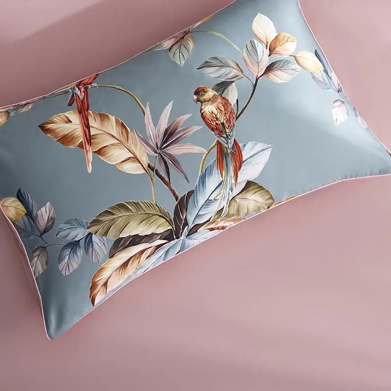 29Color 4/6Pcs Luxury Egyptian Cotton Bedding Set Queen King size Bright Flamingo Leaf Duvet Cover Bed sheet set Fitted sheet