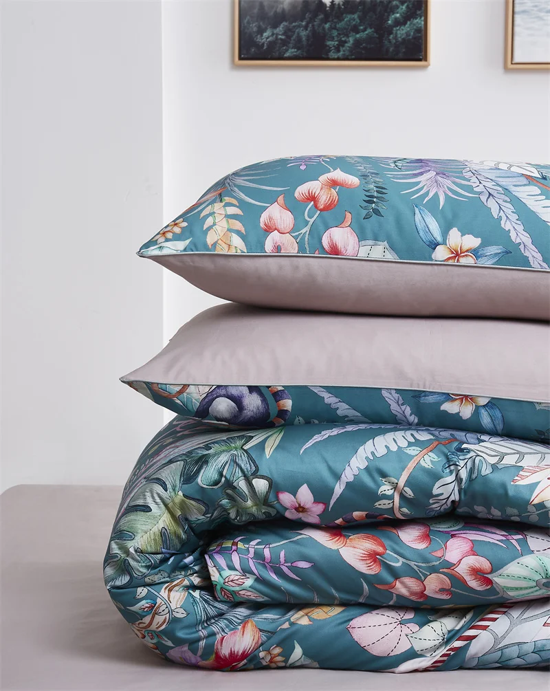 29Color 4/6Pcs Luxury Egyptian Cotton Bedding Set Queen King size Bright Flamingo Leaf Duvet Cover Bed sheet set Fitted sheet