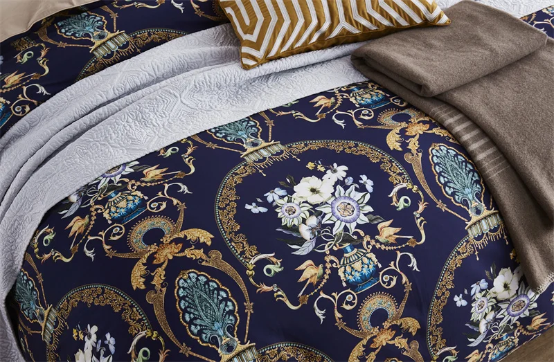 29Color 4/6Pcs Luxury Egyptian Cotton Bedding Set Queen King size Bright Flamingo Leaf Duvet Cover Bed sheet set Fitted sheet