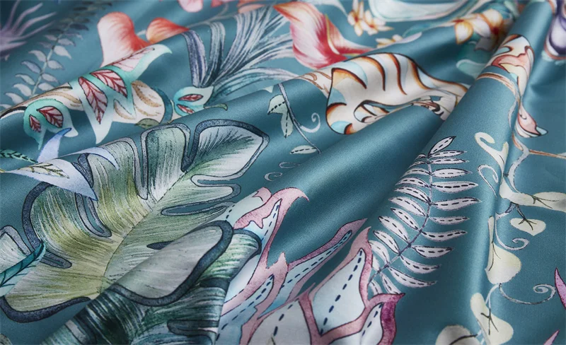 29Color 4/6Pcs Luxury Egyptian Cotton Bedding Set Queen King size Bright Flamingo Leaf Duvet Cover Bed sheet set Fitted sheet