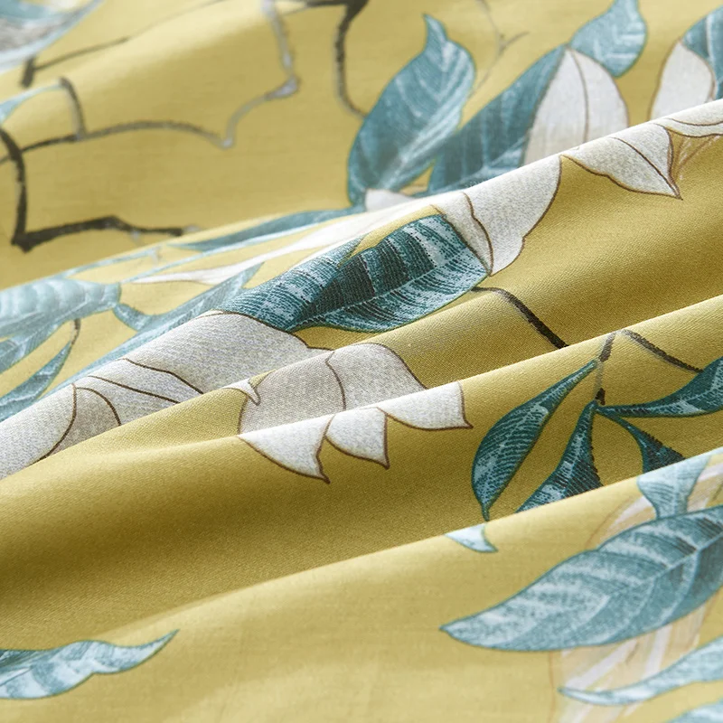 29Color 4/6Pcs Luxury Egyptian Cotton Bedding Set Queen King size Bright Flamingo Leaf Duvet Cover Bed sheet set Fitted sheet