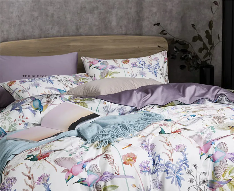 29Color 4/6Pcs Luxury Egyptian Cotton Bedding Set Queen King size Bright Flamingo Leaf Duvet Cover Bed sheet set Fitted sheet