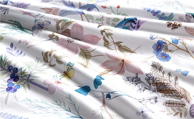 29Color 4/6Pcs Luxury Egyptian Cotton Bedding Set Queen King size Bright Flamingo Leaf Duvet Cover Bed sheet set Fitted sheet