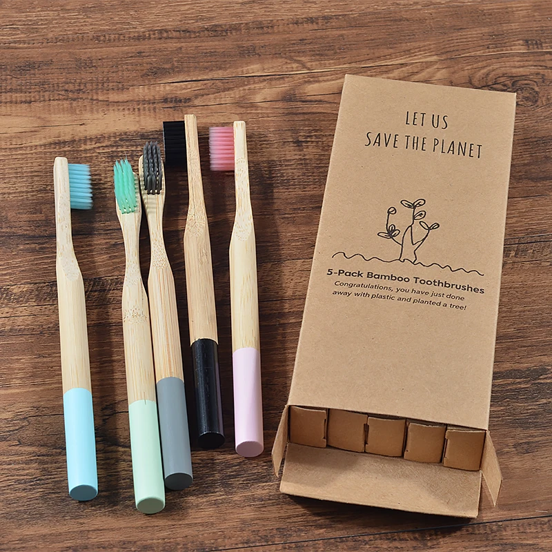 Bamboo Toothbrush 5Pack Adult Medium Bristles Eco Friendly Cepillo Dientes Bambu Oral Care Toothbrush Clareador De Dente Brushes