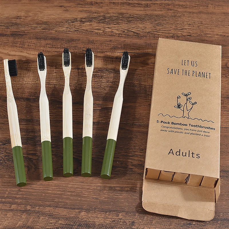 Bamboo Toothbrush 5Pack Adult Medium Bristles Eco Friendly Cepillo Dientes Bambu Oral Care Toothbrush Clareador De Dente Brushes