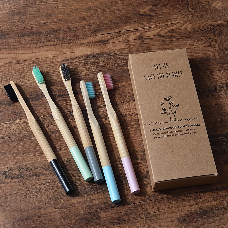 Bamboo Toothbrush 5Pack Adult Medium Bristles Eco Friendly Cepillo Dientes Bambu Oral Care Toothbrush Clareador De Dente Brushes