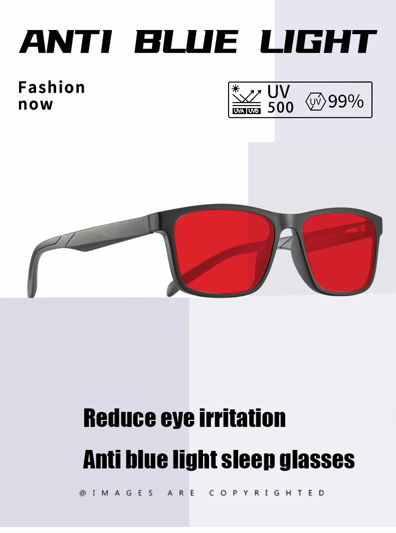Men Sleep Blue Light Blocking Glasses Women Anti Radiation Computer Eyewear UV500 PC Red Lenses TR90 Square Eyeglasses Frames