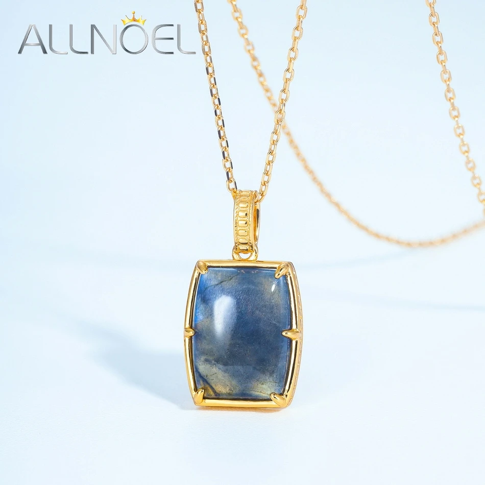 ALLNOEL Vintage 925 Sterling Silver Natural Labradorite Ring Pendant Earring Fashion Jewelry Christmas Party Gift Accessories