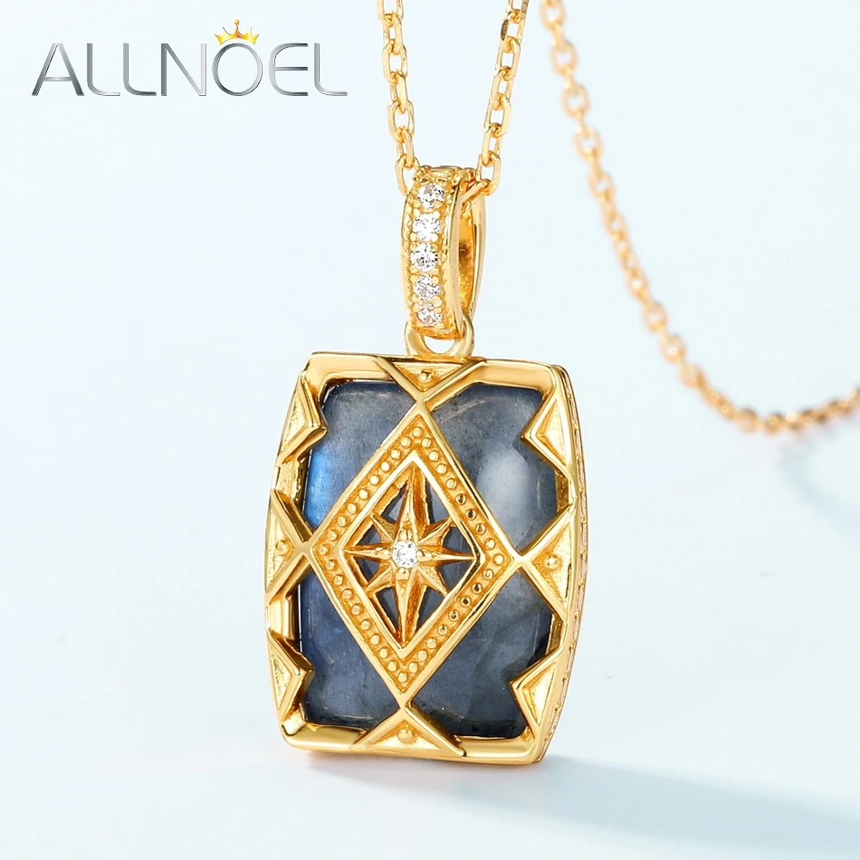 ALLNOEL Vintage 925 Sterling Silver Natural Labradorite Ring Pendant Earring Fashion Jewelry Christmas Party Gift Accessories