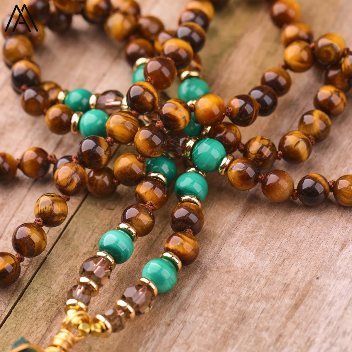 Ethnic Malachite Jasper Pendant Necklaces Women 8mm Tiger Eye Stone Knotted Woven Necklace Fashion Handmade Jewelry Gifts Bijoux
