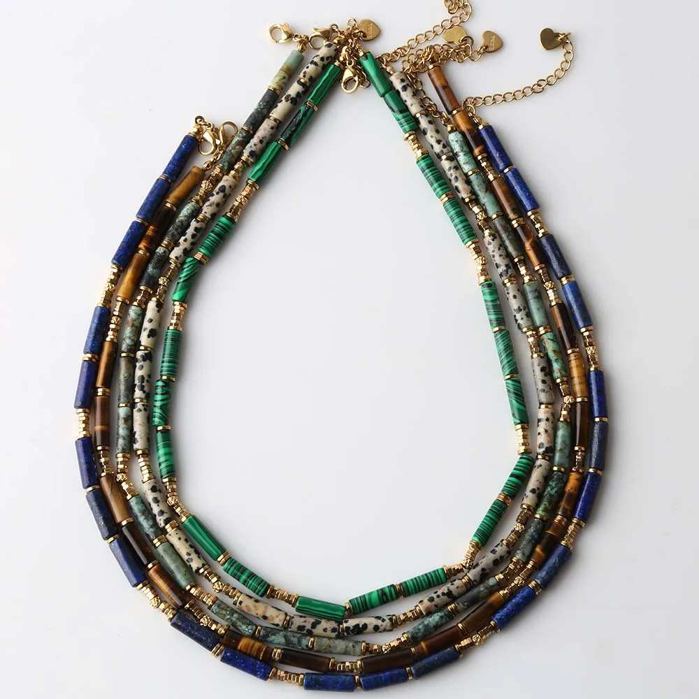 Natural African Turquoise Bead Necklace with Titanium Steel Accessories European And American Popular Personality Energy Jewelry