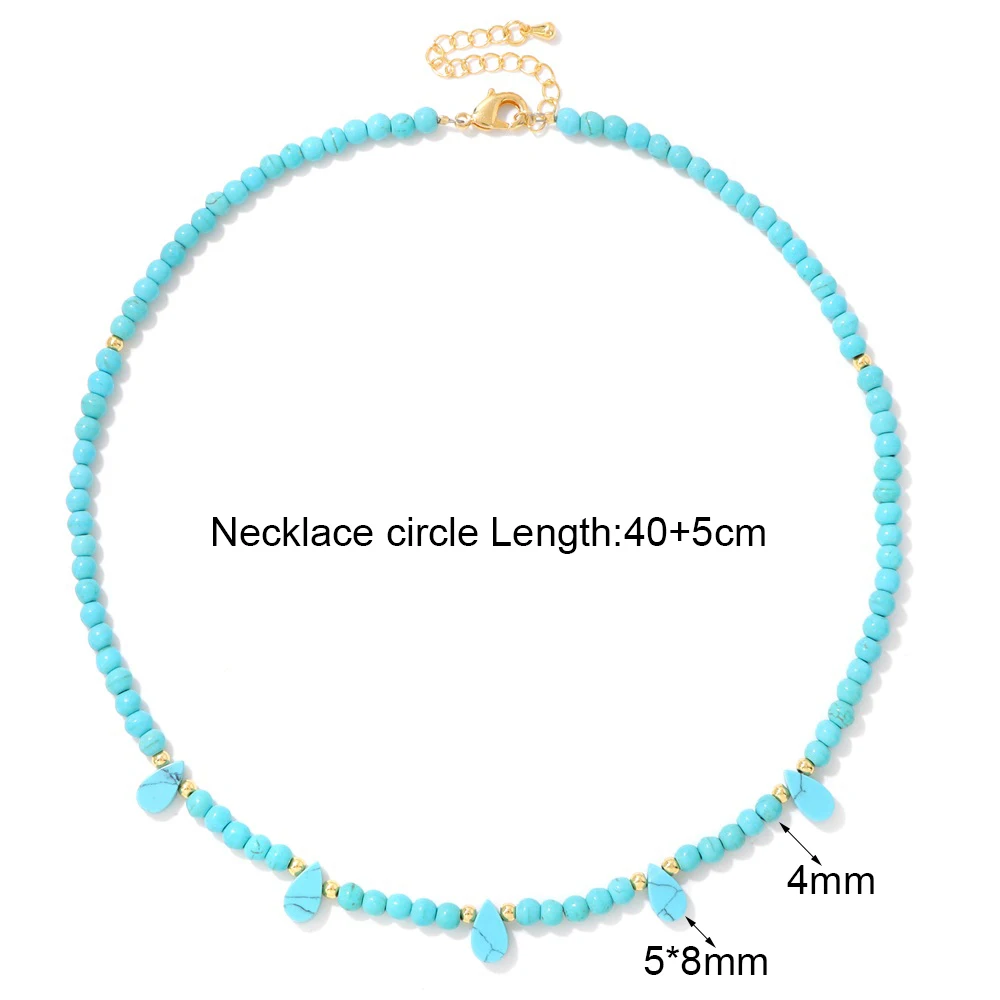 4mm Green Aventurine Beads Necklace Natural Stone Water Drop Charm Necklaces For Women Men Amethysts Tiger Eye Choker Jewelry