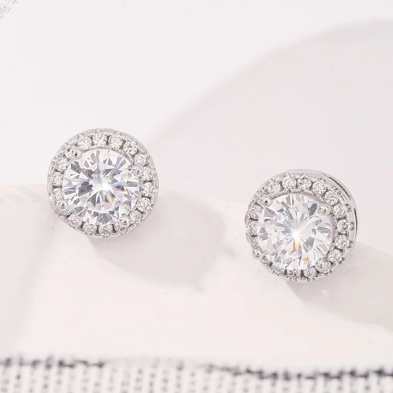 Delicate Small Round Stud Earrings Women with Shiny Cubic Zirconia Simple Versatile for Teens Fashion Jewelry