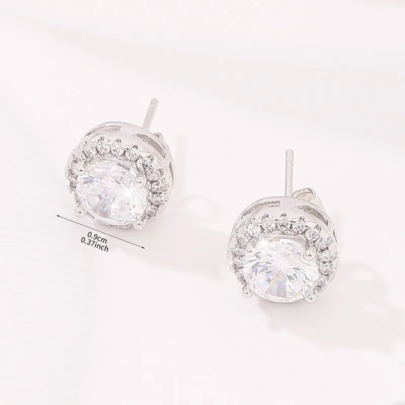 Delicate Small Round Stud Earrings Women with Shiny Cubic Zirconia Simple Versatile for Teens Fashion Jewelry