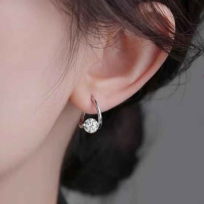 Korean Fashion Zircon Drop Earrings For Women Jewelry 2026 Trending New Luxury Women's Geometric Hoop Earrings Pendientes Gifts