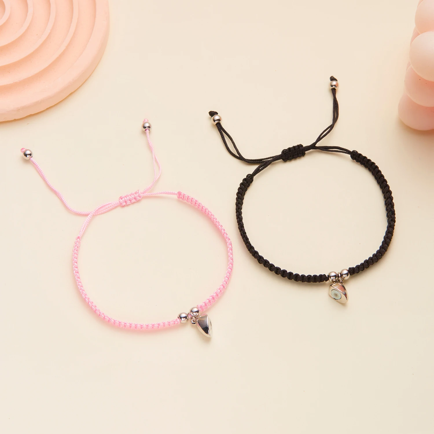 Handmade Heart Magnet Bracelet for Women Men Fashion Adjustable Braided Couple Bracelet Lovers Bestie Friendship Jewelry Sets