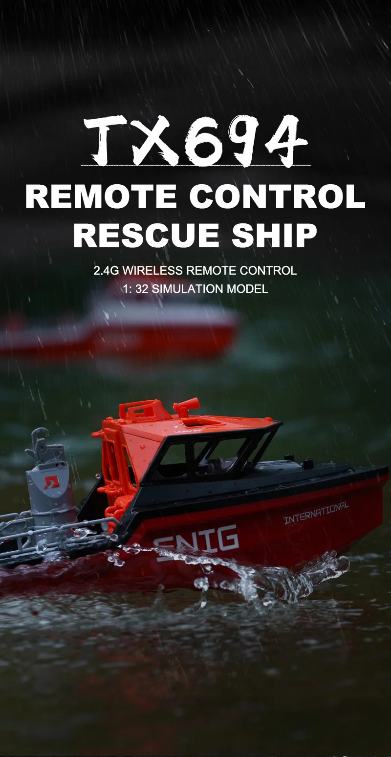 TX694 Rc Boat 2.4G 1/32 Powerful Brushless Motor Long Range Wireless Electric Remote Control Rescue Boat Model Toys Adults