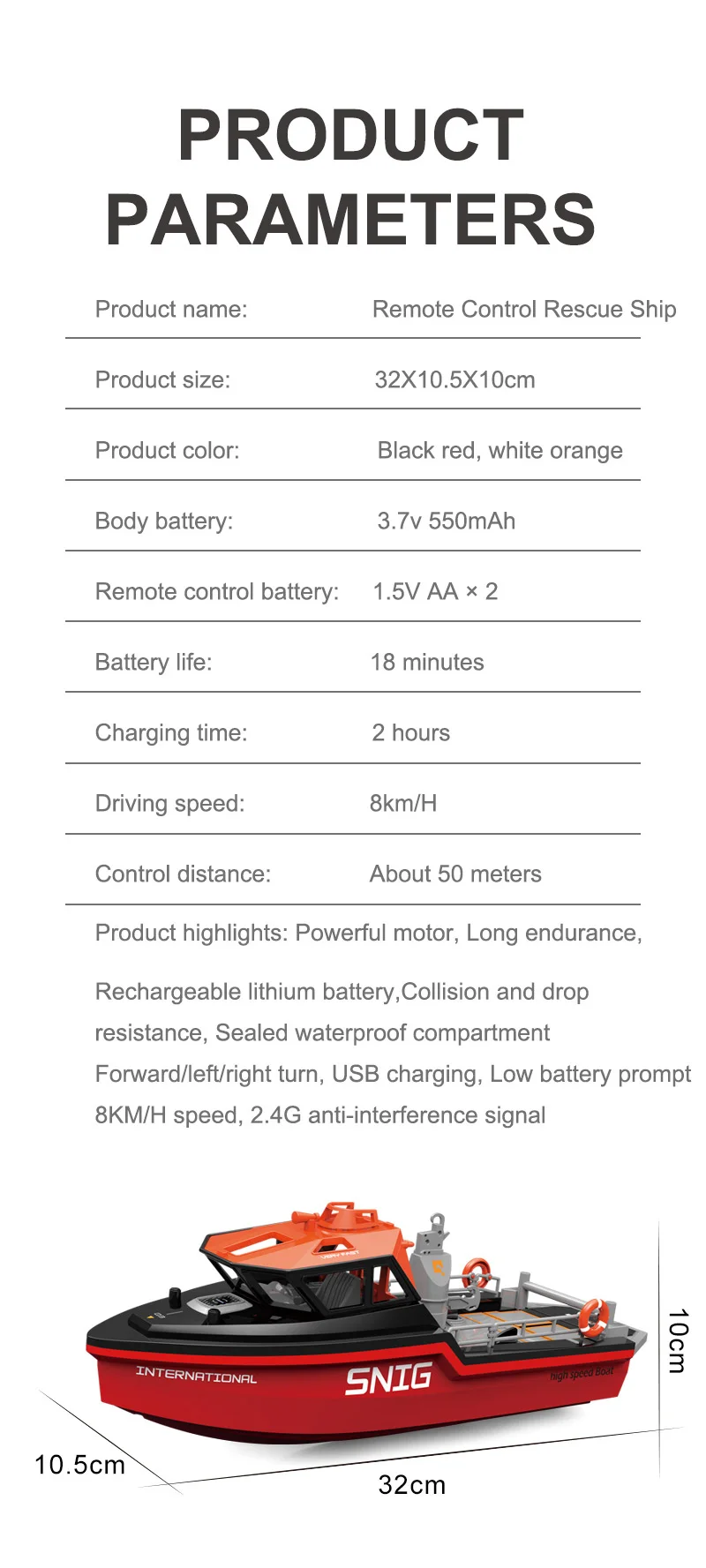 TX694 Rc Boat 2.4G 1/32 Powerful Brushless Motor Long Range Wireless Electric Remote Control Rescue Boat Model Toys Adults