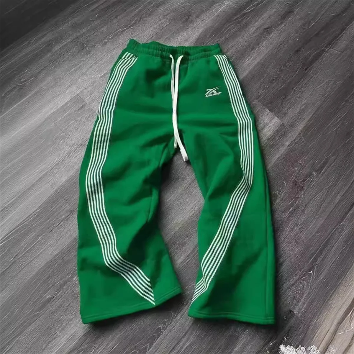 Y2k Gray Casual Pants Vintage Functional Tactical Men's Women's Premium Jogging Wide Leg Pants Drawstring Streetwear Sweatpants