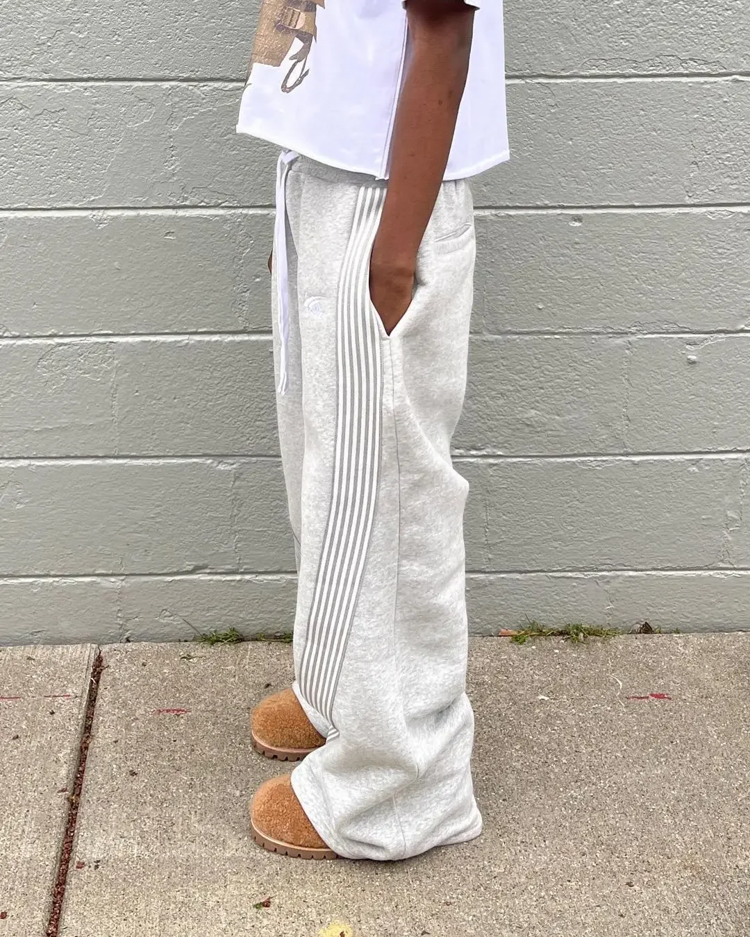 Y2k Gray Casual Pants Vintage Functional Tactical Men's Women's Premium Jogging Wide Leg Pants Drawstring Streetwear Sweatpants