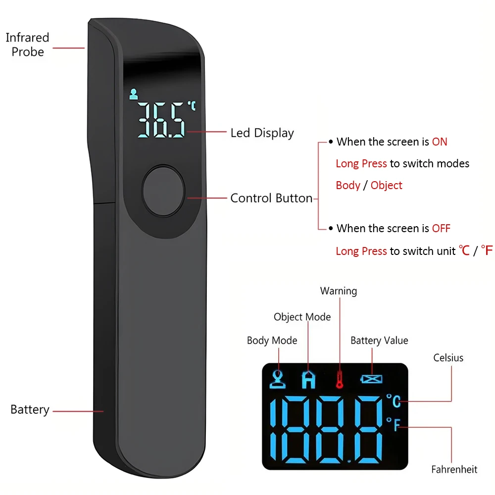 Medical Temperature Infrared Thermometer Forehead Digital Non-contact Thermomete or Finger Blood oxygen saturation Oximeter LED