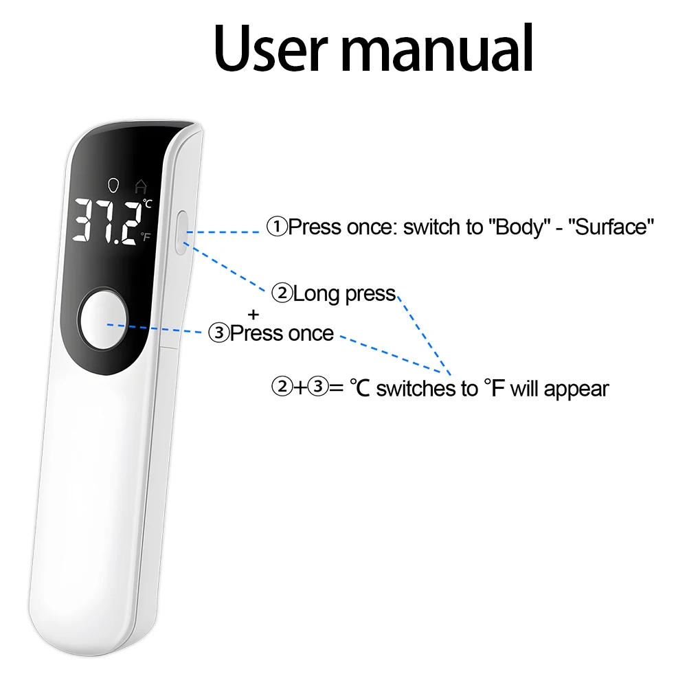 Medical Temperature Infrared Thermometer Forehead Digital Non-contact Thermomete or Finger Blood oxygen saturation Oximeter LED