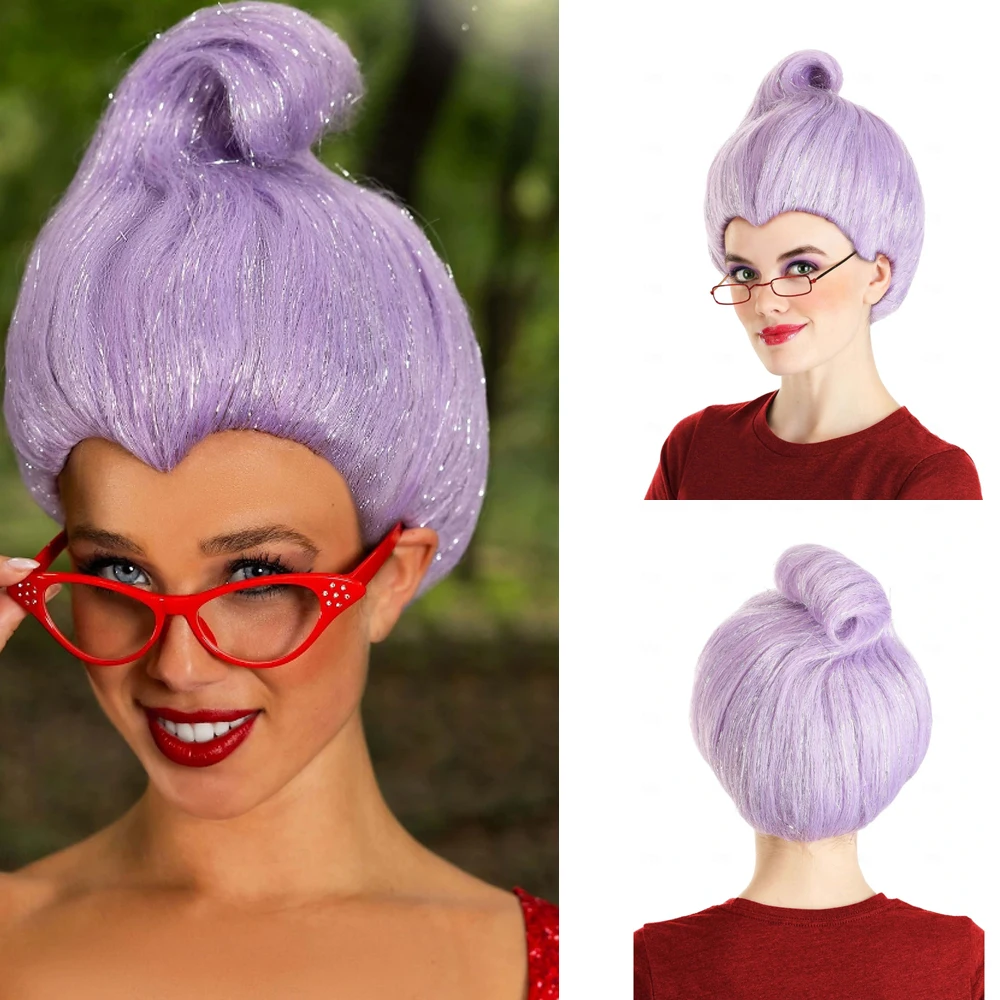 HAIRJOY Women  Synthetic Hair Wig Short Light Purple Fairy Godmother Costume Wig   for Carvinal Cosplay Costume