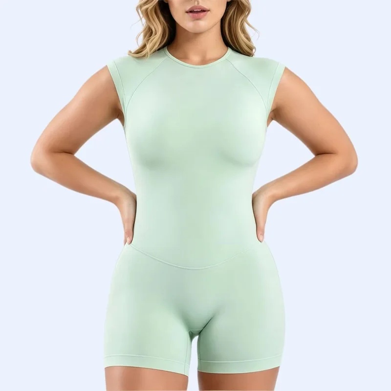 NCOYOE Short Sleeve One Piece Seamless Backless Yoga Workout Sports Clothes Women Gym Slim Fit Running Fitness Bodysuit
