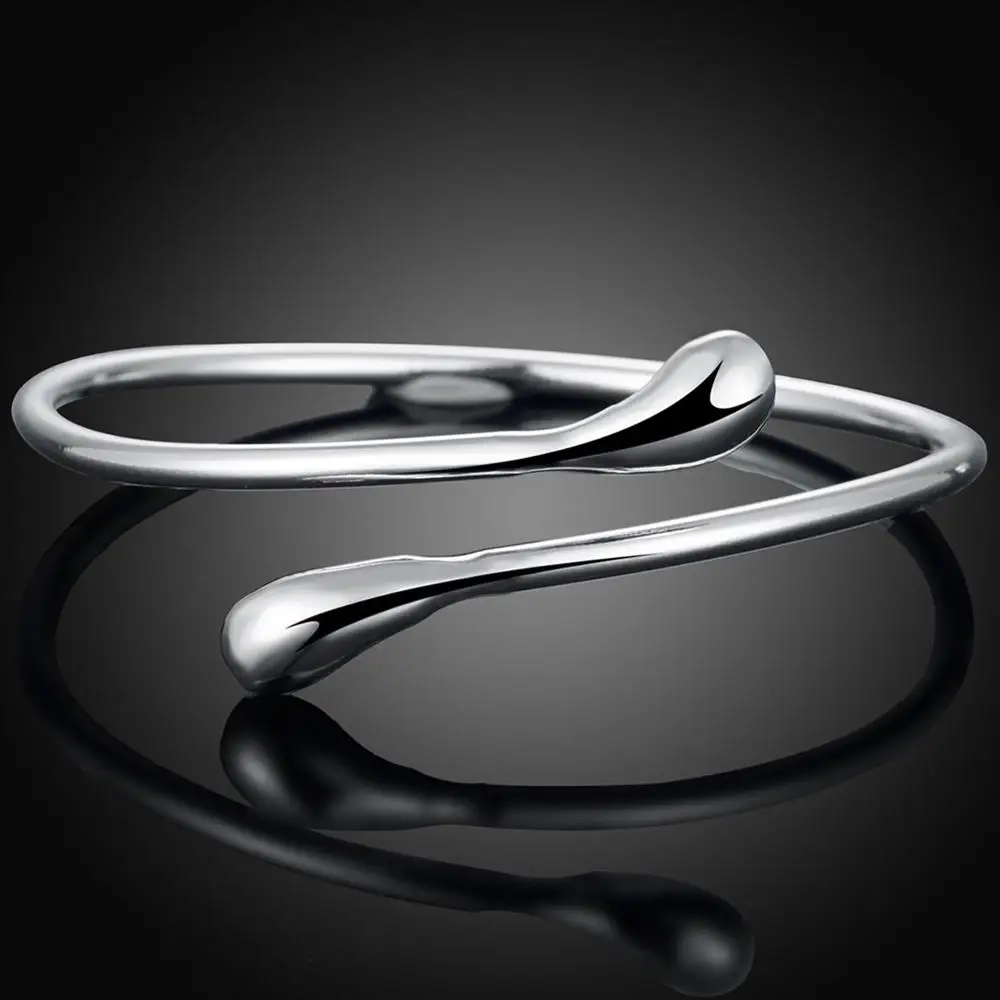 Charm 925 Sterling Silver Bracelets for Women fine Water droplets bangles lady Fashion Wedding Party Christmas Gift Jewelry