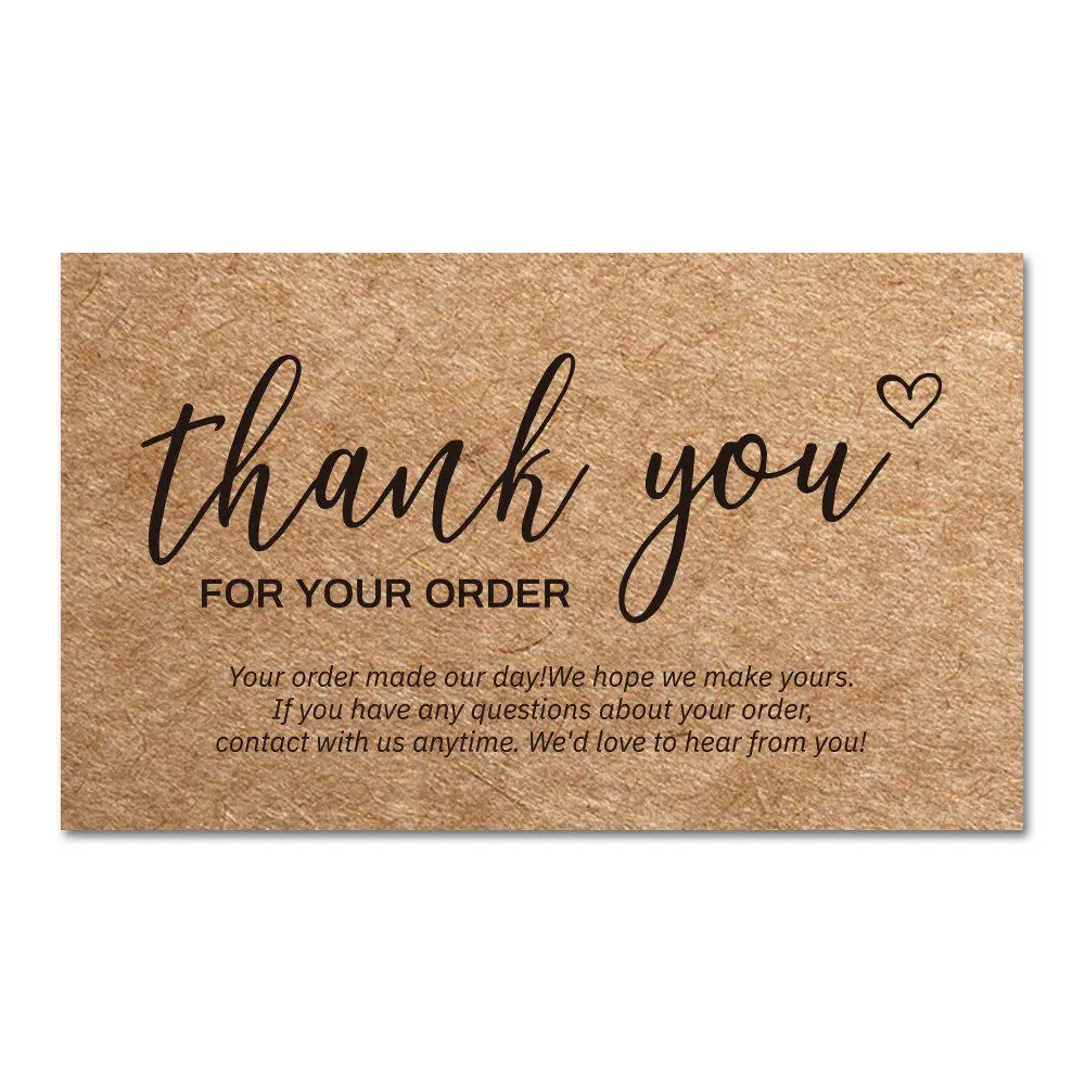 50pcs Natural Kraft Paper Thank You Cards for Small Business Appreciation Enterprise Thank You For Your Order Card Greeting Card