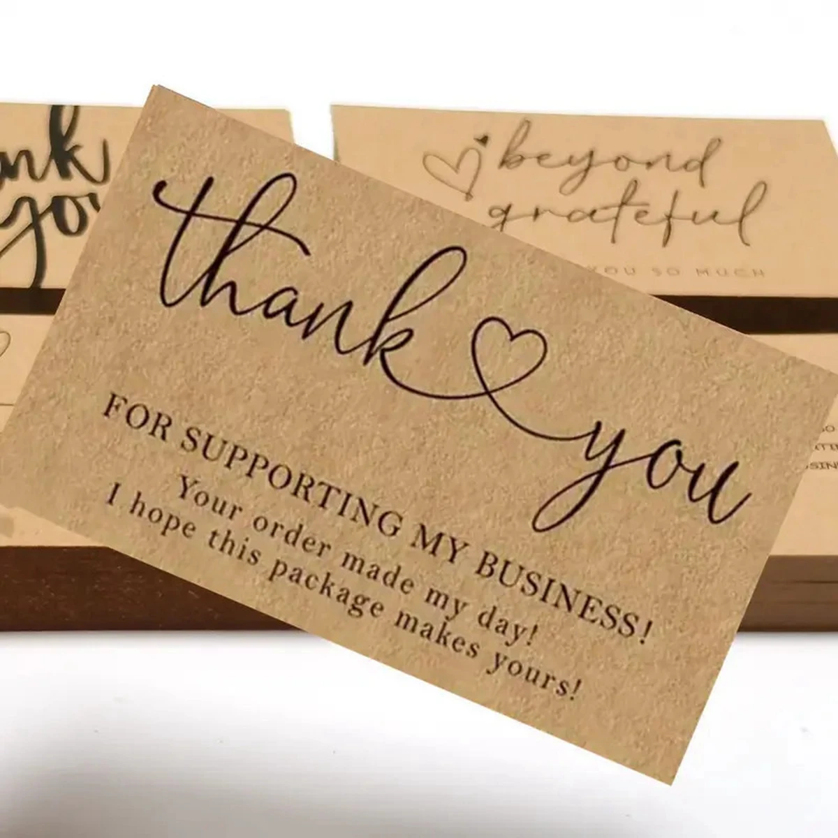 50pcs Natural Kraft Paper Thank You Cards for Small Business Appreciation Enterprise Thank You For Your Order Card Greeting Card