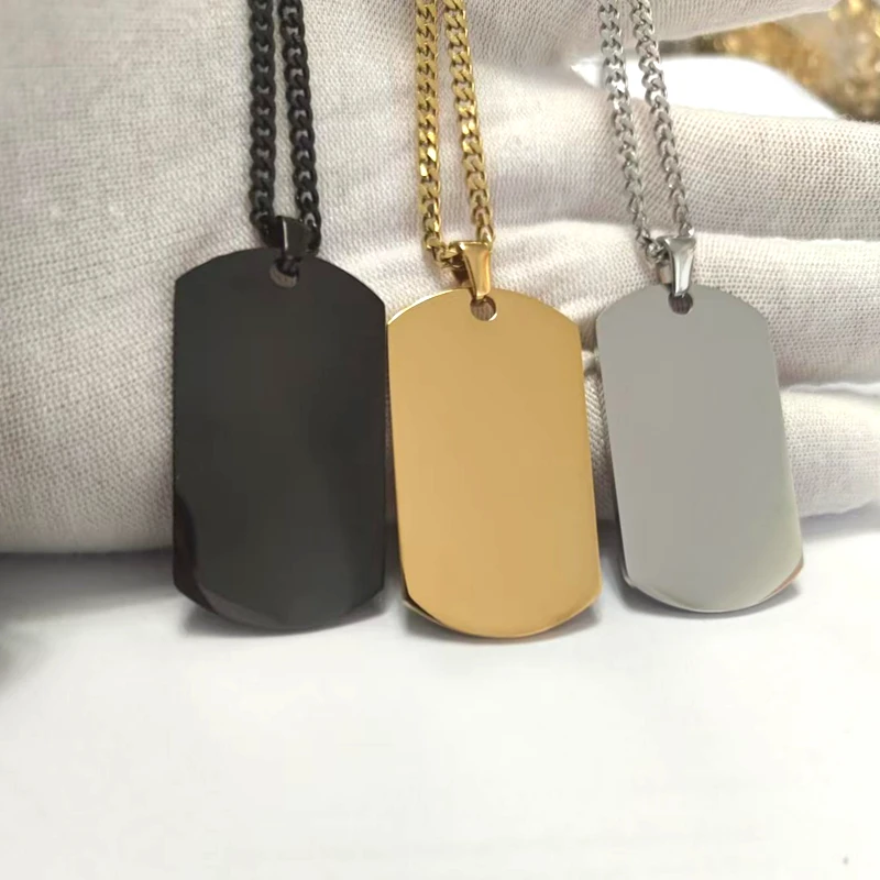10pcs Lot Stainless Steel Cuban Chain Necklace with 30mm Square Pendant For Men Neck Jewelry Hand Chains Male Gift
