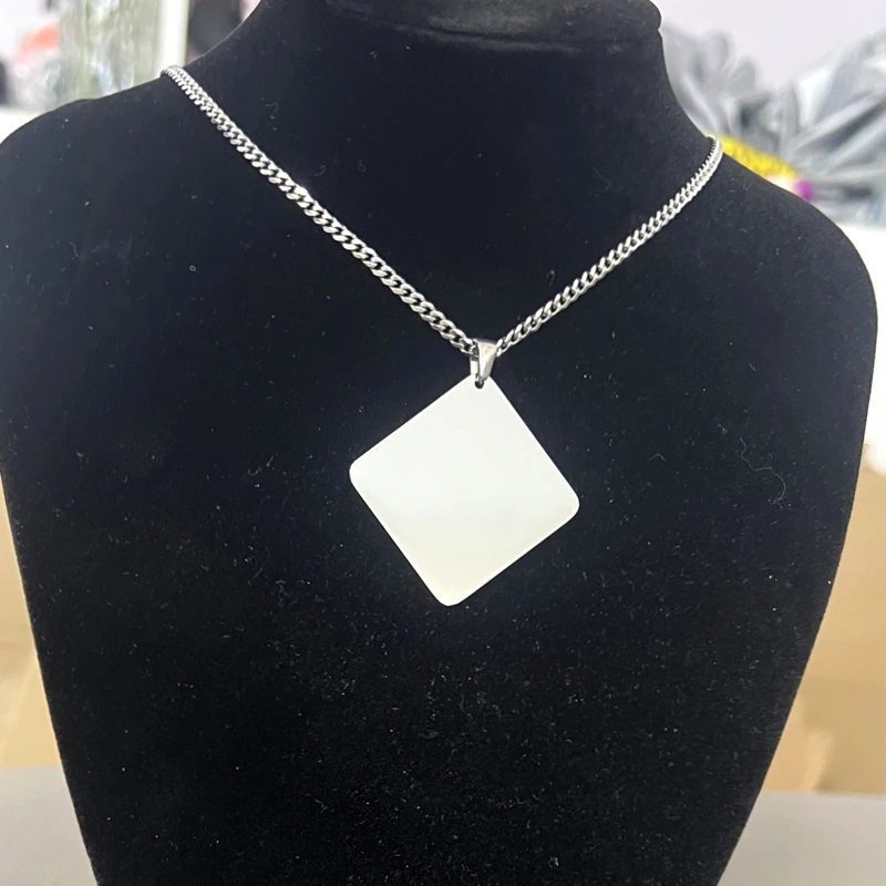 10pcs Lot Stainless Steel Cuban Chain Necklace with 30mm Square Pendant For Men Neck Jewelry Hand Chains Male Gift