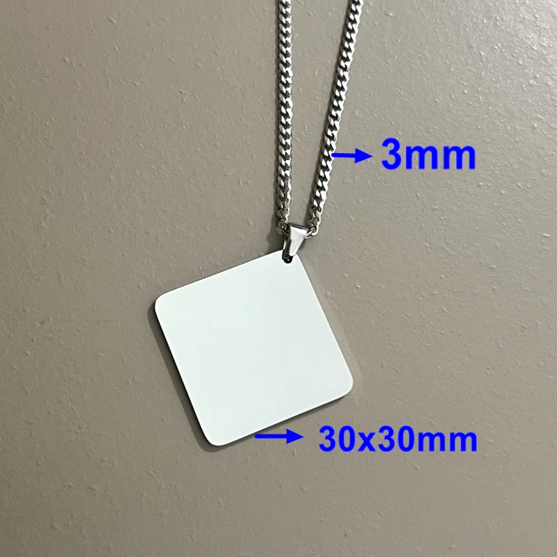 10pcs Lot Stainless Steel Cuban Chain Necklace with 30mm Square Pendant For Men Neck Jewelry Hand Chains Male Gift