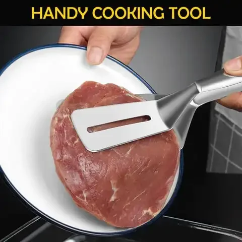 Stainless Steel Double-Sided Shovel Clip Anti-Scald BBq Barbecue Tong Fried Steak Shovel Fried Fish Shovel Vegetable Clamp Tool