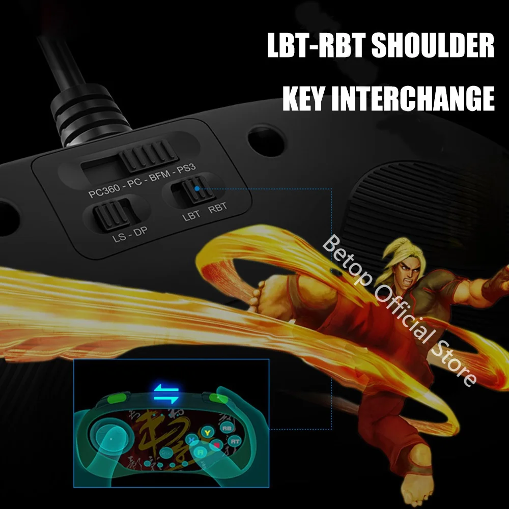 Original BEITONG BTP-C3 USB Wired Gamepad Betop CIYING Game Controller Arcade Fighting Joystick For Android TV PC Computer PS3