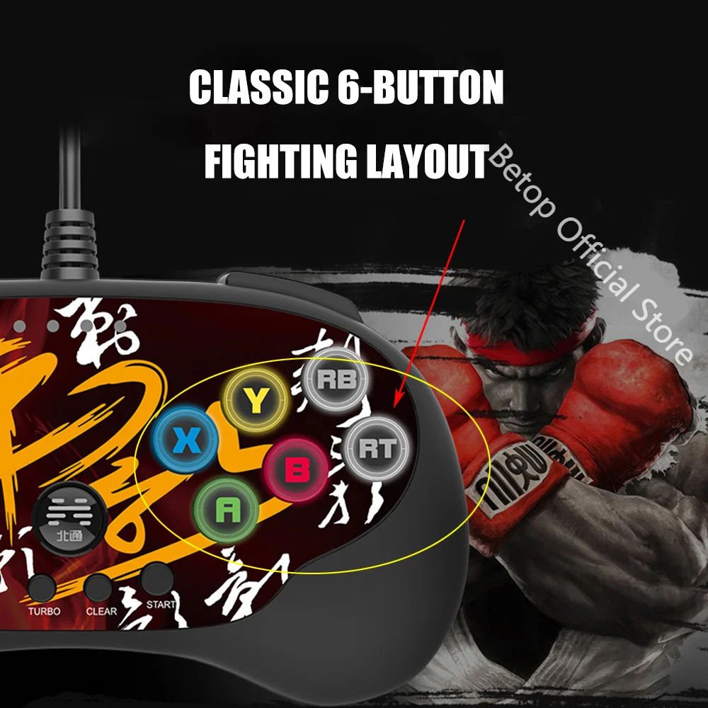 Original BEITONG BTP-C3 USB Wired Gamepad Betop CIYING Game Controller Arcade Fighting Joystick For Android TV PC Computer PS3
