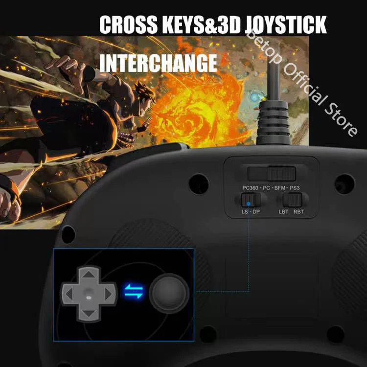 Original BEITONG BTP-C3 USB Wired Gamepad Betop CIYING Game Controller Arcade Fighting Joystick For Android TV PC Computer PS3