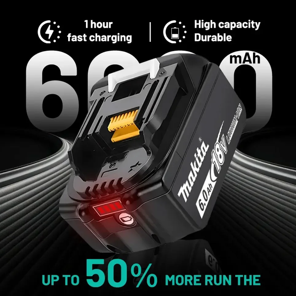 Makita 18V Tool Battery, 18650 Rechargeable Cells, Compatible with Makita 18V Power Tools, Delivers Long‑Lasting Runtime