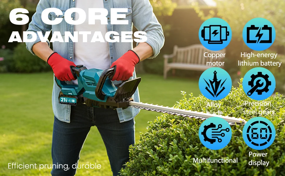 XYSD 20'' Hedge Trimmer Cordless, 3000rpm Electric Hedge Trimmer, with Battery, 180° Rotatable Head for Yard, Garden, Lawn Care