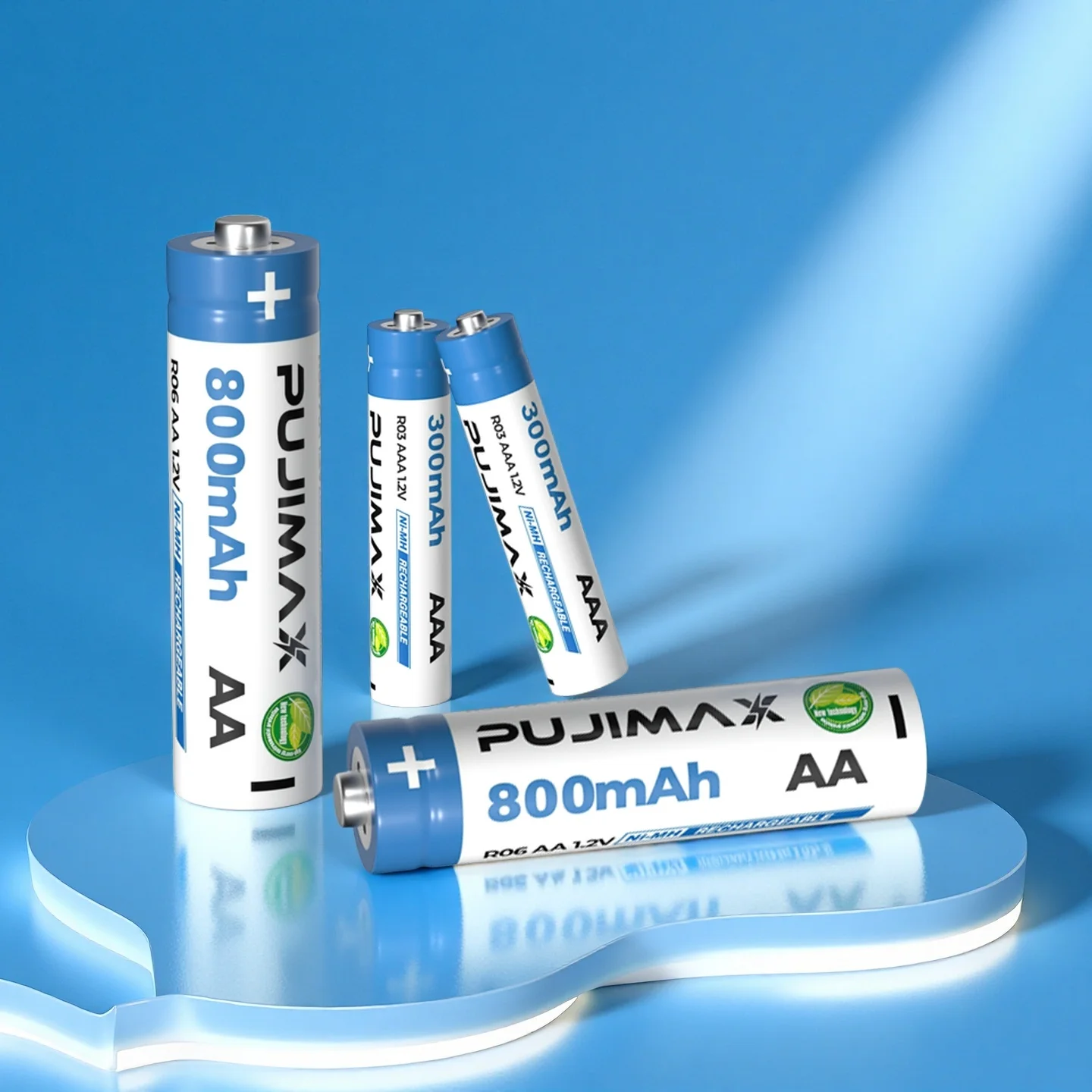 PUJIMAX 1.2V AA 800mAh Nickel-Metal Hydride Rechargeable Battery, With a Rechargeable Cycle Count of Up to 1200 Times, Providing