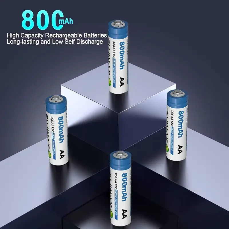 PUJIMAX 1.2V AA 800mAh Nickel-Metal Hydride Rechargeable Battery, With a Rechargeable Cycle Count of Up to 1200 Times, Providing