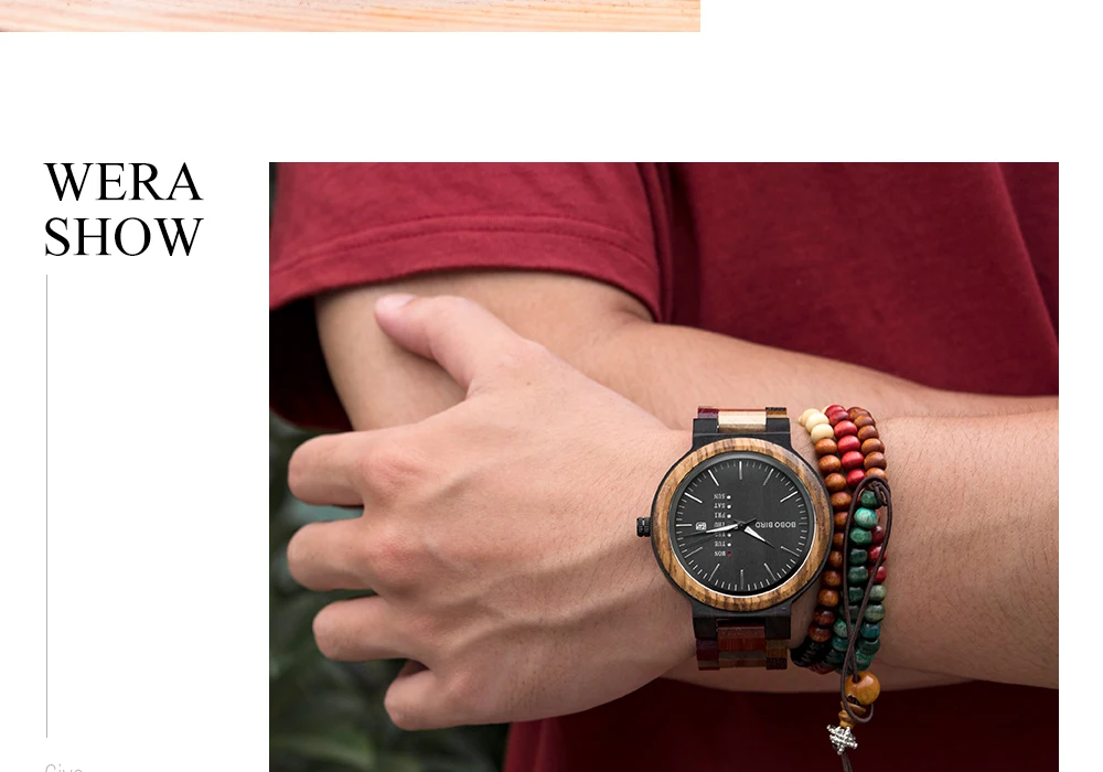 BOBO BIRD Wood Watch Men Women Quartz Week Date Couple Timepiece Colorful Wooden Band Logo Customize Gift Box Wholesale Dropship