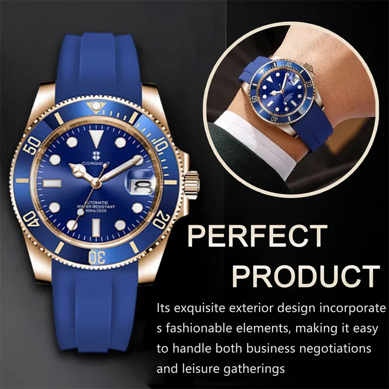 Corgeut 40mm Corgeut Men's Two Tone Gold Mechanical Automatic Wristwatch NH35 Movement 100M Waterproof Sapphire Glass - Reloj