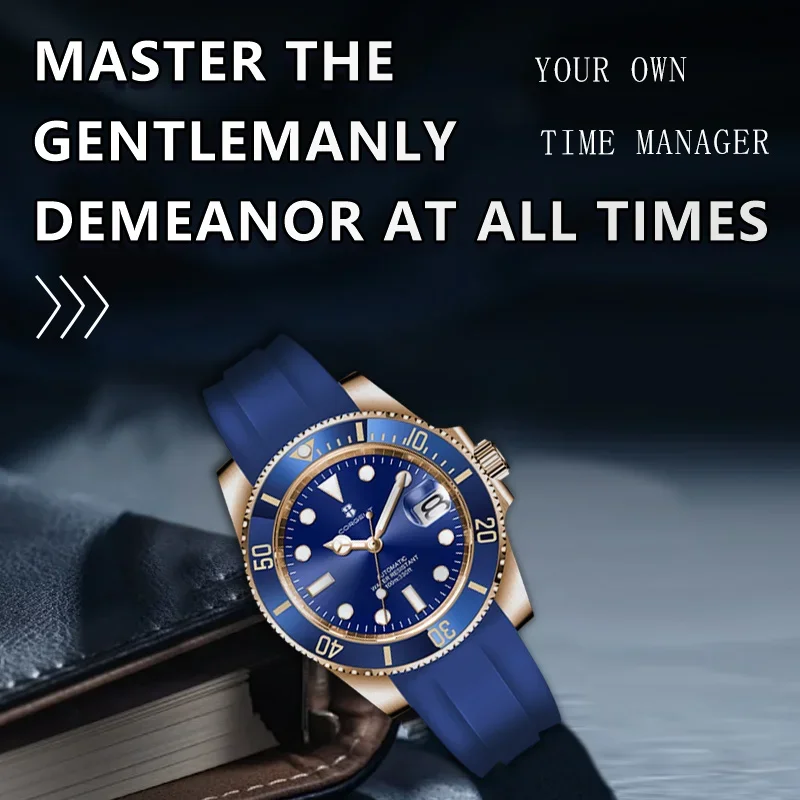 Corgeut 40mm Corgeut Men's Two Tone Gold Mechanical Automatic Wristwatch NH35 Movement 100M Waterproof Sapphire Glass - Reloj