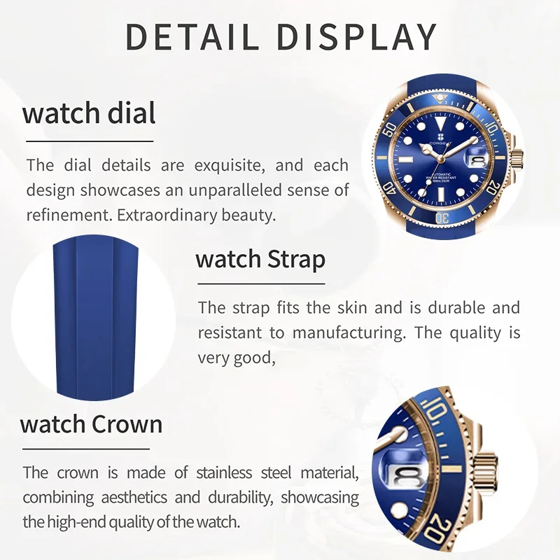 Corgeut 40mm Corgeut Men's Two Tone Gold Mechanical Automatic Wristwatch NH35 Movement 100M Waterproof Sapphire Glass - Reloj
