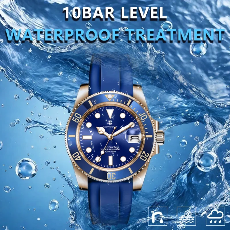 Corgeut 40mm Corgeut Men's Two Tone Gold Mechanical Automatic Wristwatch NH35 Movement 100M Waterproof Sapphire Glass - Reloj