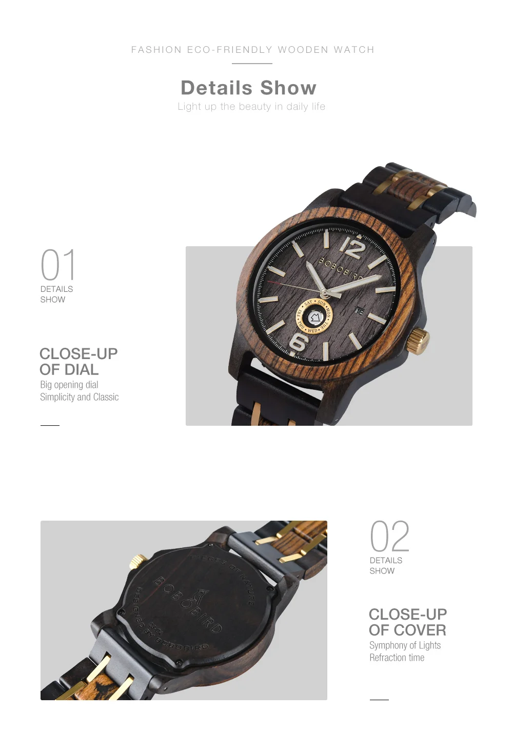 Wooden Men's Watches BOBOBIRD New Fashion Japanese Movement Quartz Wristwatch Week Date Display Custom Name Brand Great Gift