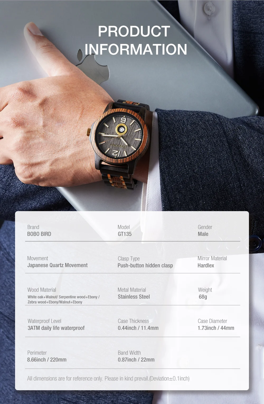 Wooden Men's Watches BOBOBIRD New Fashion Japanese Movement Quartz Wristwatch Week Date Display Custom Name Brand Great Gift